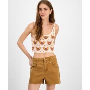 Avec Les Filles Women's Cropped Crotchet Heart Top XS/S NWT